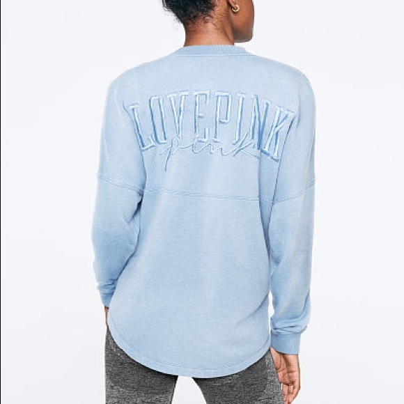 ๐VS PINK BLUE WASHED LOGO VARSITY CREW - Picture 3 of 8